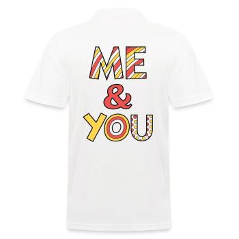 Me and You Font - Men's Polo Shirt - white - Back - Kai (181cm)