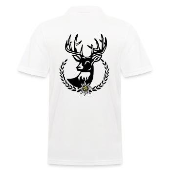 Hirsch Lorbeerkranz Wiesn Edelweiss - Männer Poloshirt - Weiß - Hinten - Kai (181cm)