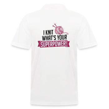 I Knit what's your superpower - Männer Poloshirt - Weiß - Hinten - Kai (181cm)