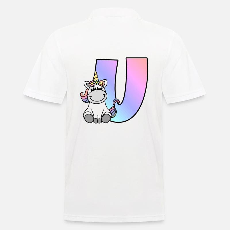 Einhorn Buchstabe U - Männer Poloshirt - Weiß