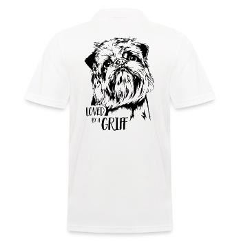 Loved by a Griff Dog Saying Dwarf Griffon Wilsigns - Men's Polo Shirt - white - Back - Kai (181cm)