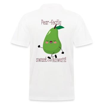 Poire parfaitement sucrée et kawaii ! - Polo Homme - blanc - Dos - Kai (181cm)