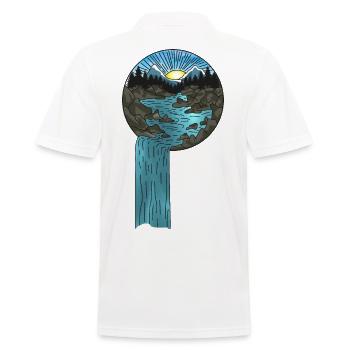 Berge Natur Sonnenuntergang Wasserfall - Männer Poloshirt - Weiß - Hinten - Kai (181cm)