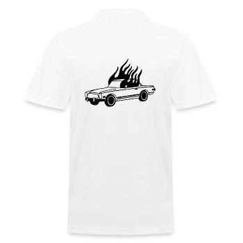 Auto in Flammen - Oldtimer - Männer Poloshirt - Weiß - Hinten - Kai (181cm)