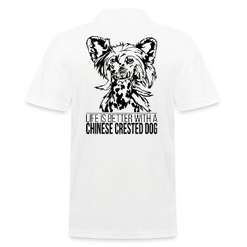 Chinese Crested Dog life is better Dogs Wilsigns - Men's Polo Shirt - white - Back - Kai (181cm)