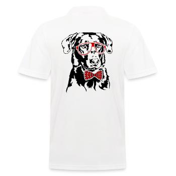 BEAUCERON Glasses Fly Dogs Dog Wilsigns - Men's Polo Shirt - white - Back - Kai (181cm)