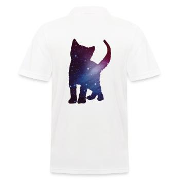 Cat Kitten Silhouette Cat Space Space Gift - Men's Polo Shirt - white - Back - Kai (181cm)