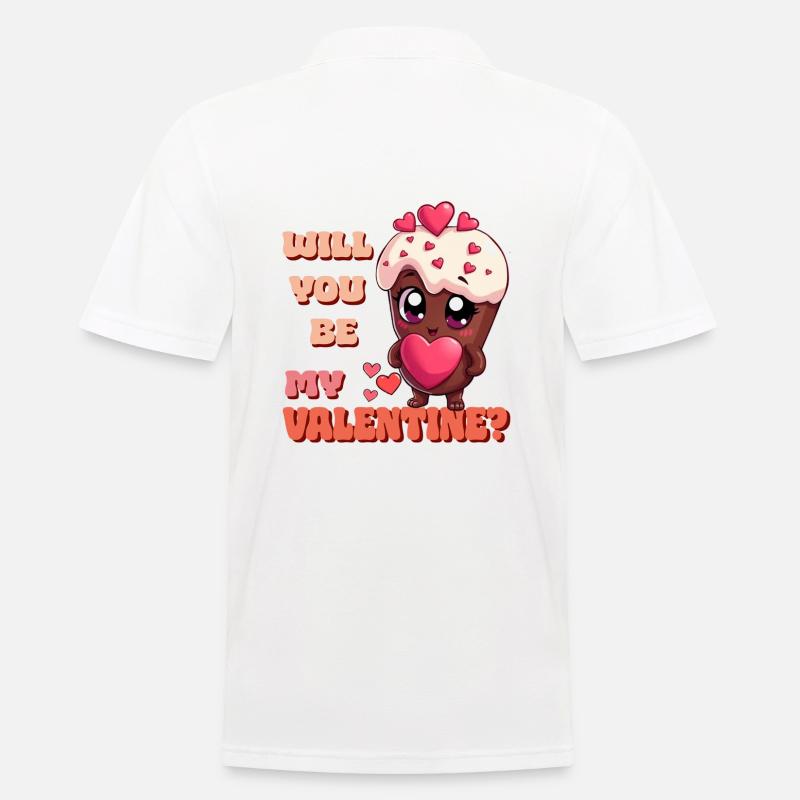 Chocolat Saint-Valentin - Serez-vous mon Valentin - Polo Homme - blanc