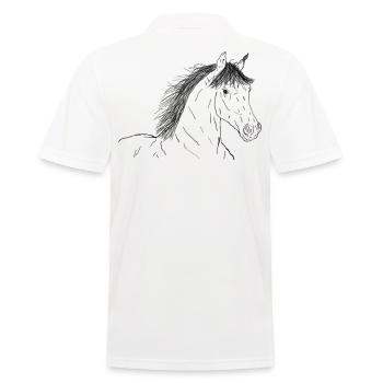 Pferd - Männer Poloshirt - Weiß - Hinten - Kai (181cm)