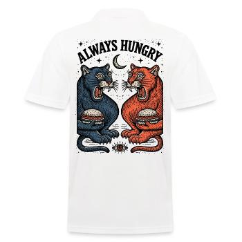 Duo chat toujours affamé avec burger - Polo Homme - blanc - Dos - Kai (181cm)
