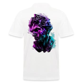Neon Statue Antike Büste Vaporwave Cyberpunk - Männer Poloshirt - Weiß - Hinten - Kai (181cm)