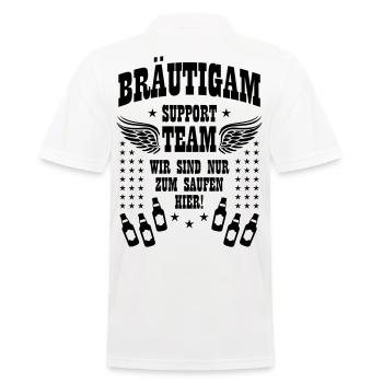 89 Bräutigam Support Team Nur zum SAUFEN hier JGA - Männer Poloshirt - Weiß - Hinten - Kai (181cm)