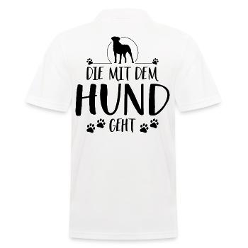 Die mit dem Hund geht Hundespruch Hunde - Männer Poloshirt - Weiß - Hinten - Kai (181cm)