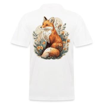 Fuchs mit Blumen - Männer Poloshirt - Weiß - Hinten - Kai (181cm)