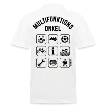 Multifunktions Onkel (9 Icons) - Männer Poloshirt - Weiß - Hinten - Kai (181cm)