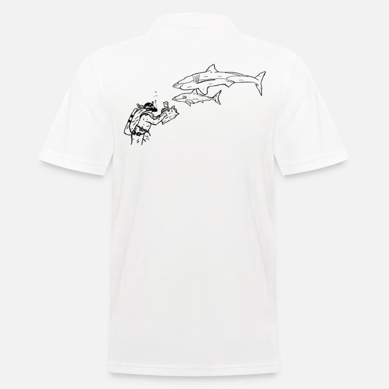 Requin et plongeur - Polo Homme - blanc