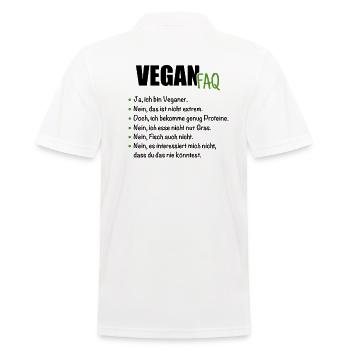 Vegan FAQ Veganer Spruch Fragen Ernährung Veggie - Männer Poloshirt - Weiß - Hinten - Kai (181cm)