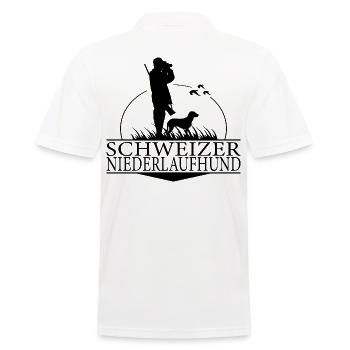 Schweizer Niederlaufhund Jagdhunderasse Wilsigns - Männer Poloshirt - Weiß - Hinten - Kai (181cm)