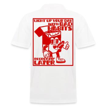 Tobacco abuse is for your health - Men's Polo Shirt - white - Back - Kai (181cm)