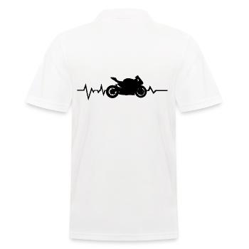 Heartbeat Motorrad Herzschlag Frequenz - Männer Poloshirt - Weiß - Hinten - Kai (181cm)