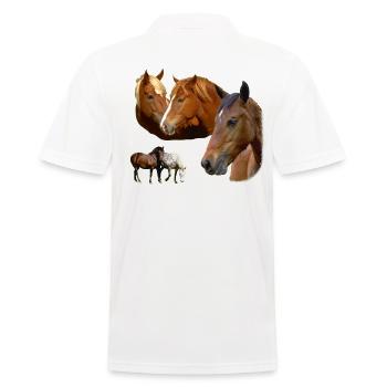 Pferde Wild Hengst & Stute Pferd und Ponys Kopf - Männer Poloshirt - Weiß - Hinten - Kai (181cm)