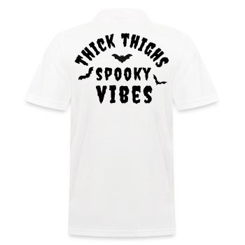 dicke Oberschenkel gruselige Vibes - Männer Poloshirt - Weiß - Hinten - Kai (181cm)