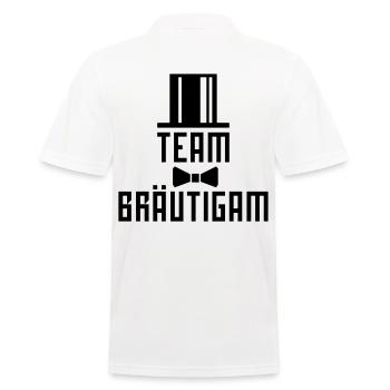Team Bräutigam Fliege 1c - Männer Poloshirt - Weiß - Hinten - Kai (181cm)