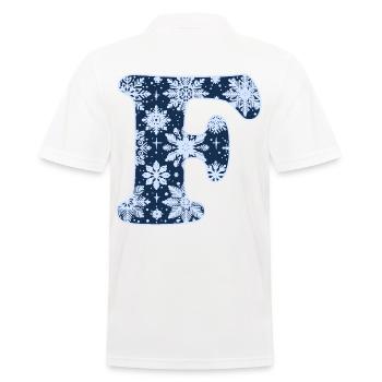 Buchstabe F Schneeflocken - Männer Poloshirt - Weiß - Hinten - Kai (181cm)