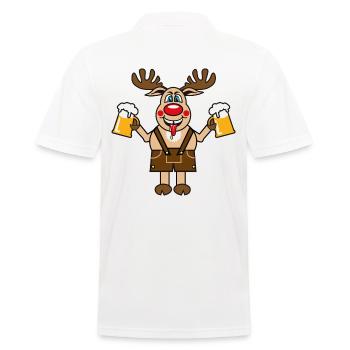 148 Hirsch Rudi Bier besoffen lustig - Männer Poloshirt - Weiß - Hinten - Kai (181cm)