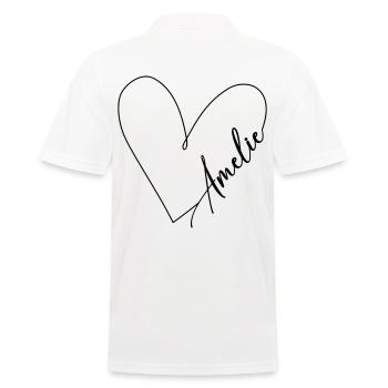 Amelie Name Heart Line - Men's Polo Shirt - white - Back - Kai (181cm)