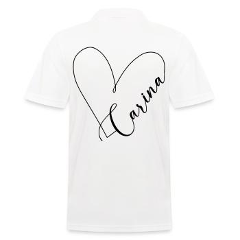 Carina Name Herzlinie - Männer Poloshirt - Weiß - Hinten - Kai (181cm)