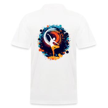 Cooles buntes Yoga Tanz Kunstwerk, bunte Punkte - Männer Poloshirt - Weiß - Hinten - Kai (181cm)