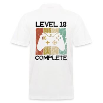 Level 18 complete birthday present - Men's Polo Shirt - white - Back - Kai (181cm)