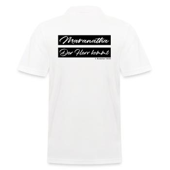Jesus Christus Der Herr Kommt Maranatha Shirt - Männer Poloshirt - Weiß - Hinten - Kai (181cm)
