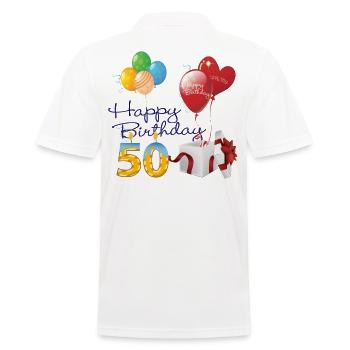 50th Birthday - Men's Polo Shirt - white - Back - Kai (181cm)