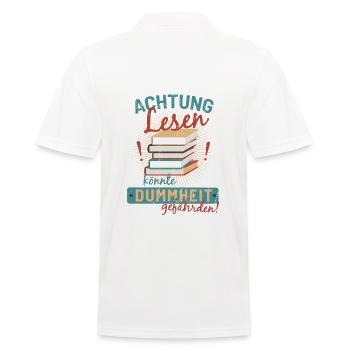 Book reading stupidity books knowledge sayings gift - Men's Polo Shirt - white - Back - Kai (181cm)