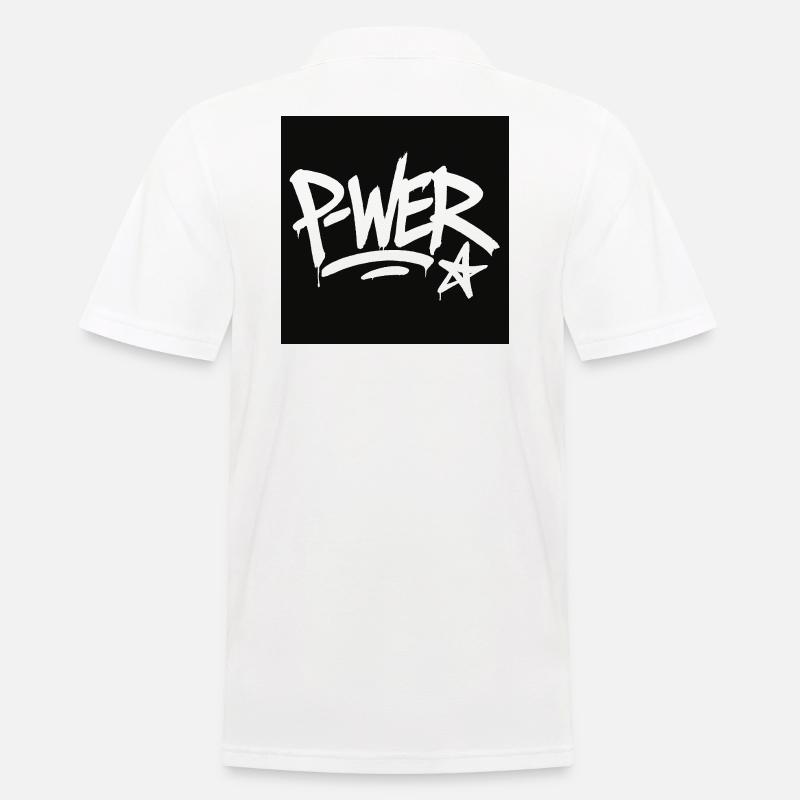 Graffiti-Stil Power-Text-Design - Männer Poloshirt - Weiß