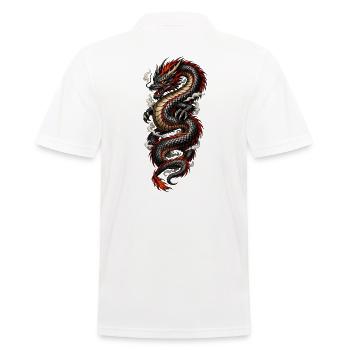 Roter und Schwarzer Drache - Männer Poloshirt - Weiß - Hinten - Kai (181cm)