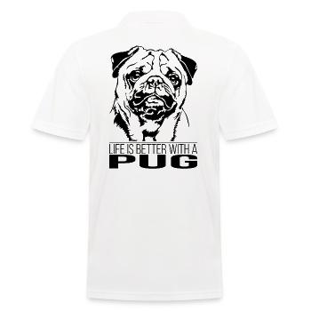 Pug life is better Mops Hunde Wilsigns - Männer Poloshirt - Weiß - Hinten - Kai (181cm)