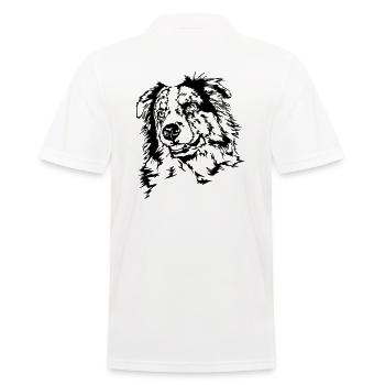 AUSTRALIAN SHEPHERD merle Portrait of Wilsign - Men's Polo Shirt - white - Back - Kai (181cm)