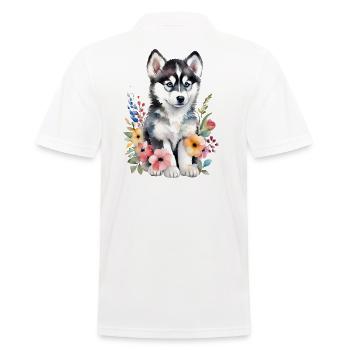 Husky bébé chiot mignon mignon dessin à l’aquarelle - Polo Homme - blanc - Dos - Kai (181cm)