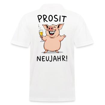 Silvester Party Prosit Neujahr Prost Schwein Fun - Männer Poloshirt - Weiß - Hinten - Kai (181cm)