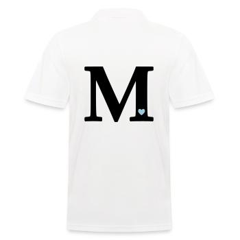 Letter M Initial Letter - Men's Polo Shirt - white - Back - Kai (181cm)