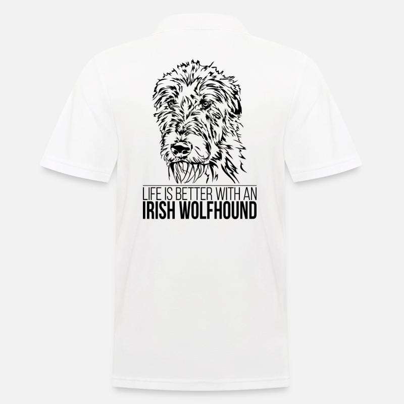 IRISH WOLFHOUND life is better Spruch Wilsigns - Männer Poloshirt - Weiß