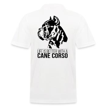 Cane Corso life is better Dog Saying Wilsigns - Men's Polo Shirt - white - Back - Kai (181cm)
