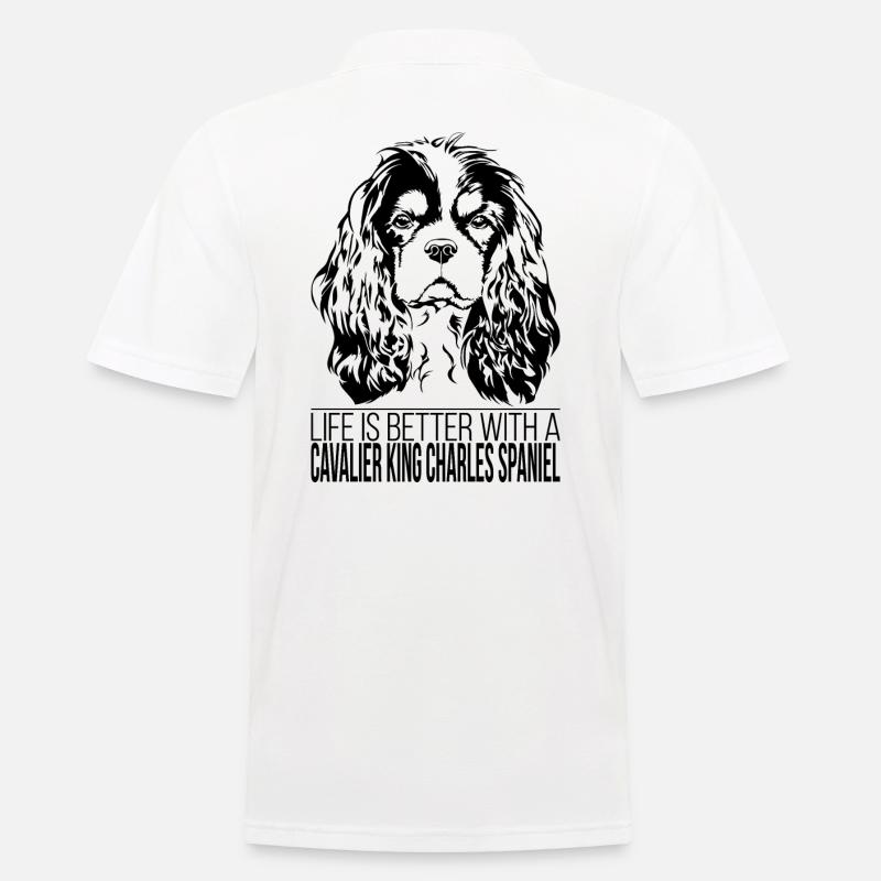 CAVALIER KING CHARLES SPANIEL life better Wilsigns - Polo Homme - blanc