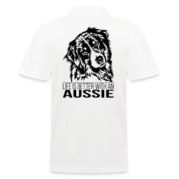 AUSSIE life is better Australian Shepherd Wilsigns - Männer Poloshirt - Weiß - Hinten - Kai (181cm)