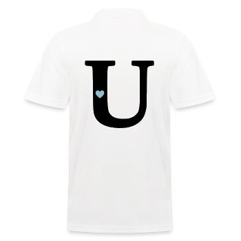 Buchstabe U Anfangsbuchstabe - Männer Poloshirt - Weiß - Hinten - Kai (181cm)