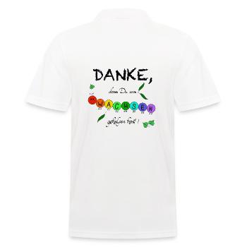 Danke, dass Du uns wachsen geholfen hast! Raupe - Männer Poloshirt - Weiß - Hinten - Kai (181cm)