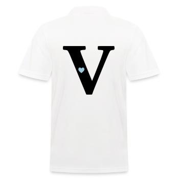 Buchstabe V Anfangsbuchstabe - Männer Poloshirt - Weiß - Hinten - Kai (181cm)